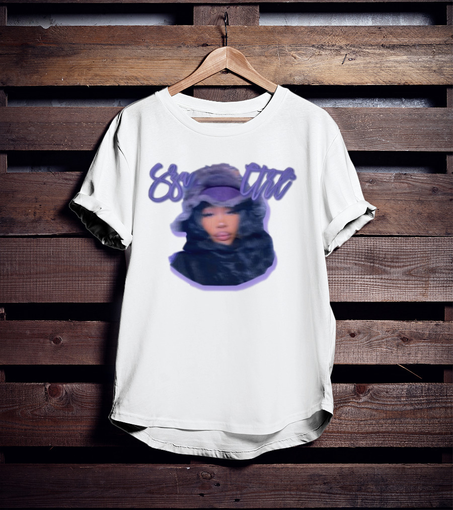 Meechy Club Sza Ctrl Portrait With Fuzzy Hood And Purple Gradient Text T-Shirt