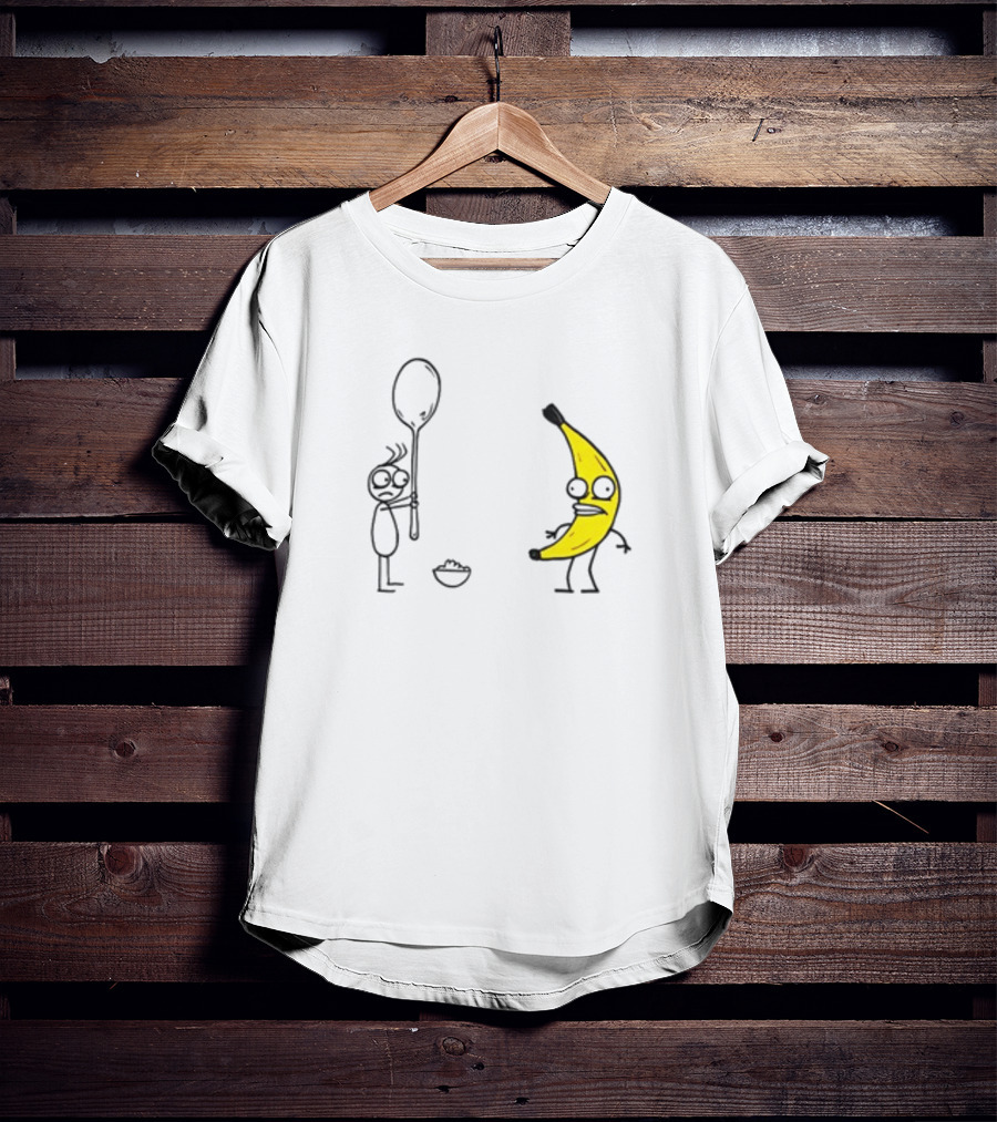 Rejected Spoon Sad Faced Banana Confrontation In Darkness T-Shirt