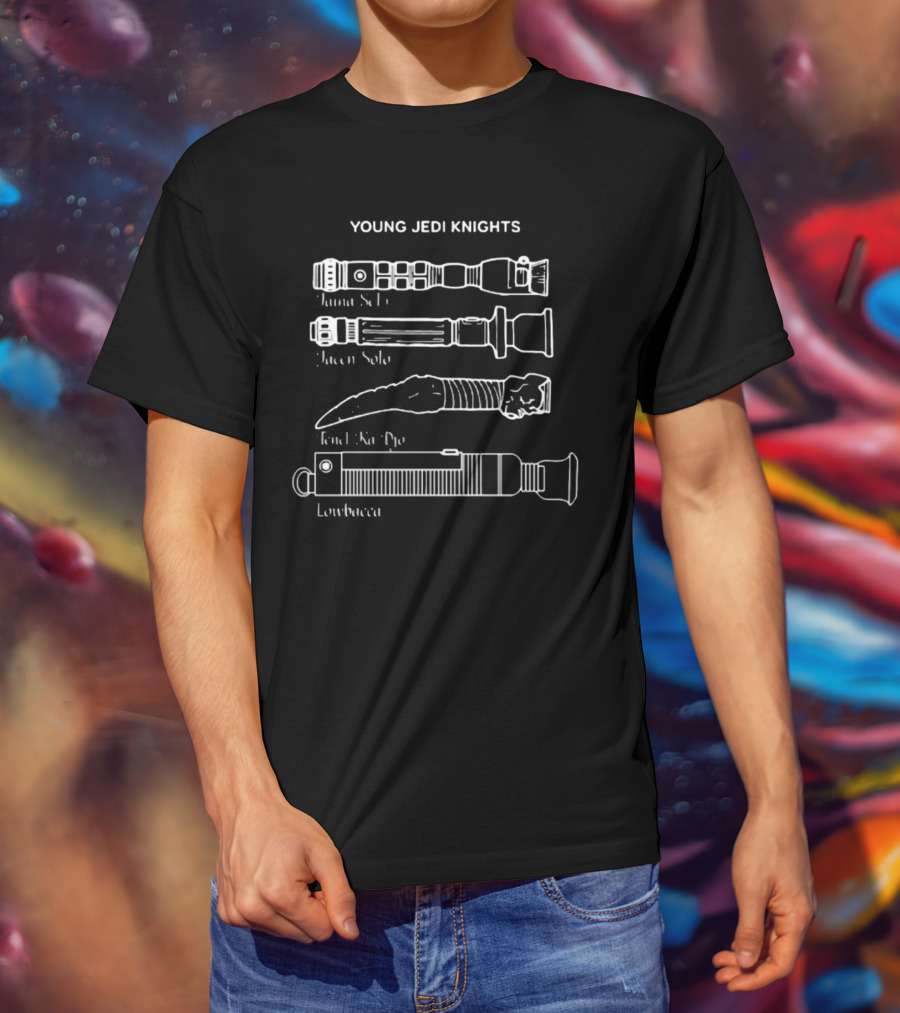Young Jedi Knights Tenel Ka Jacen Jaina Lowbacca Sabers T-Shirt