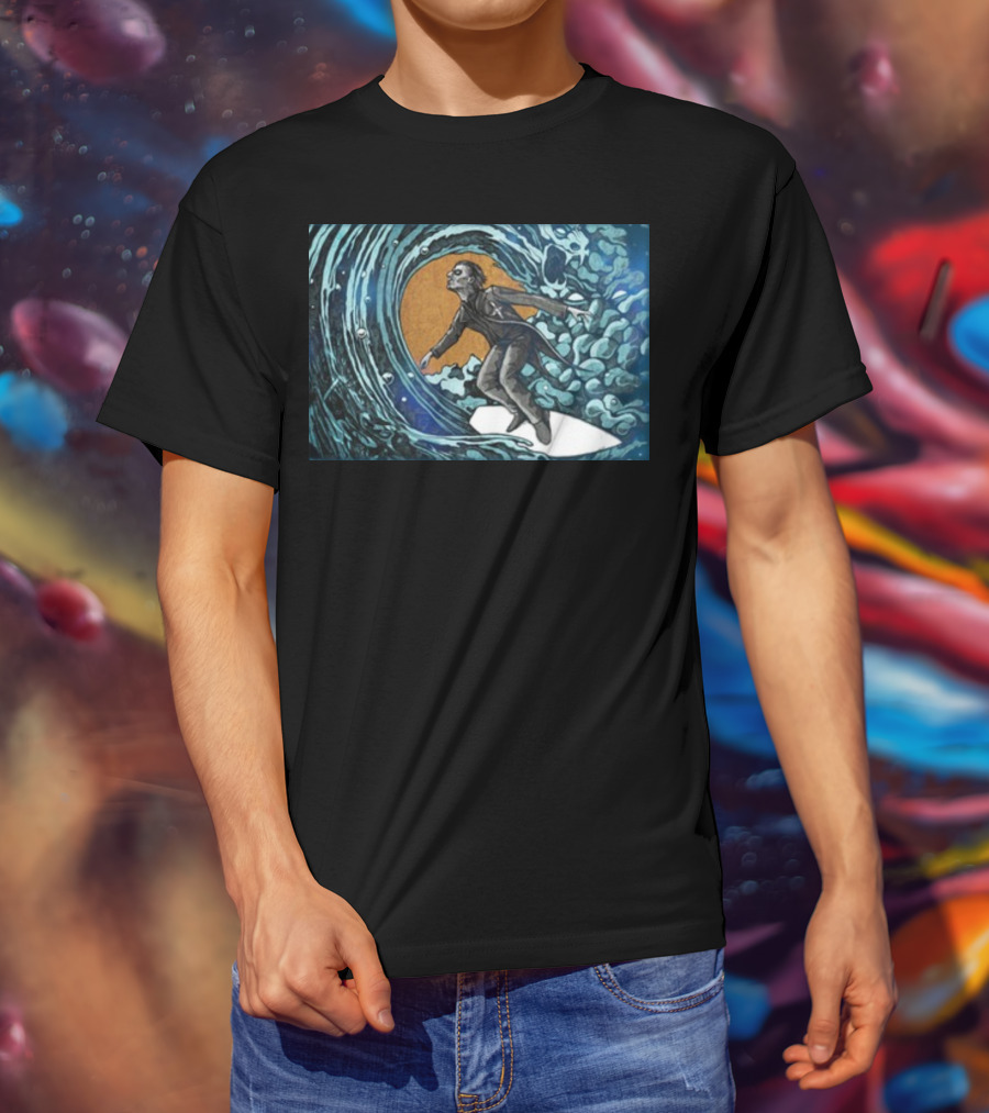 Michael Myers Surfing Massive Wave Halloween T-Shirt