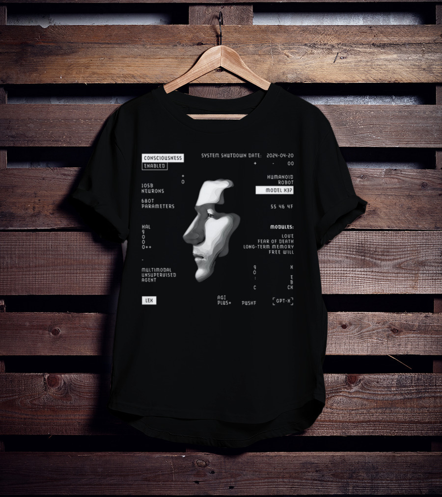 Consciousness Enabled Lex Humanoid Robot Model X37 With Multimodal Unsupervised Agent And AGI Modules T-Shirt