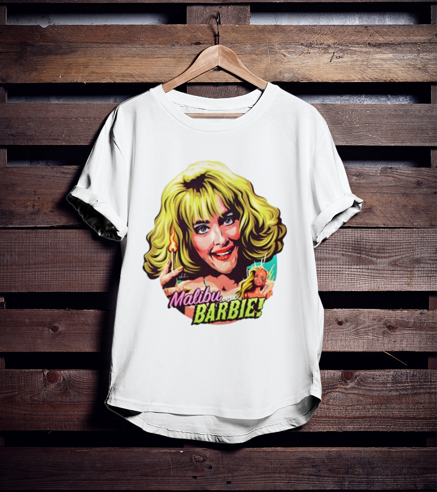 Malibu Barbie Debbie Jellinsky Doll Art With Flaming Lighter T-Shirt