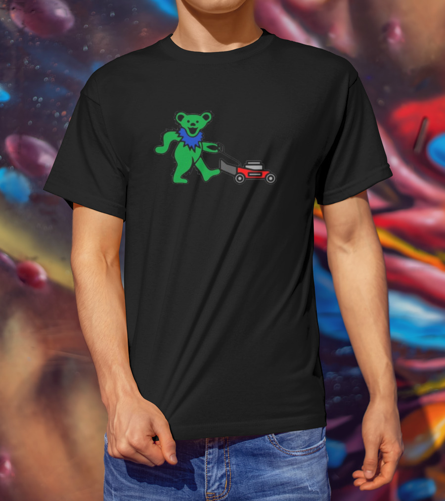 Middleclassfancy Mowing Bear Grateful Dead Dancing Bear Icon With Mower T-Shirt