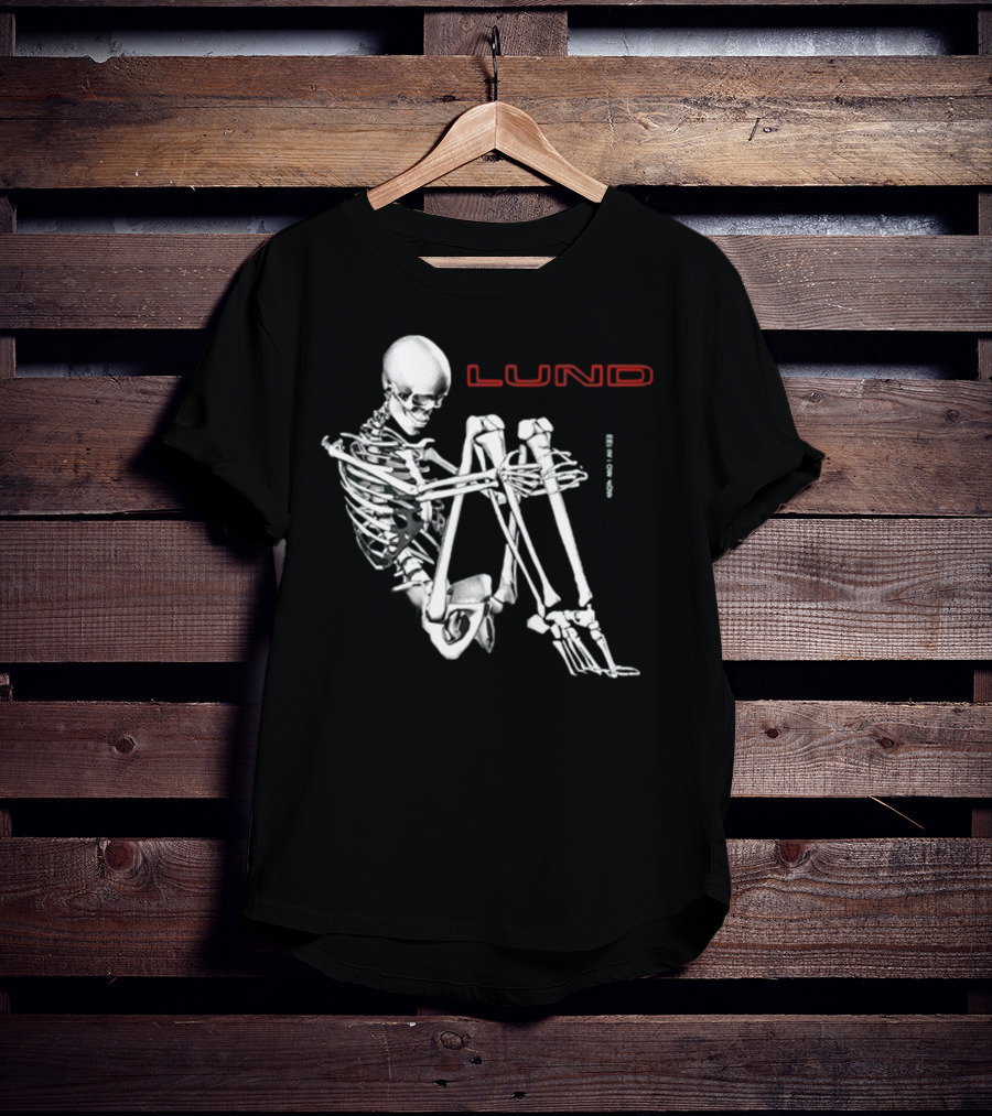 Lund Skeleton Sitting Bend Over Text Elements T-Shirt