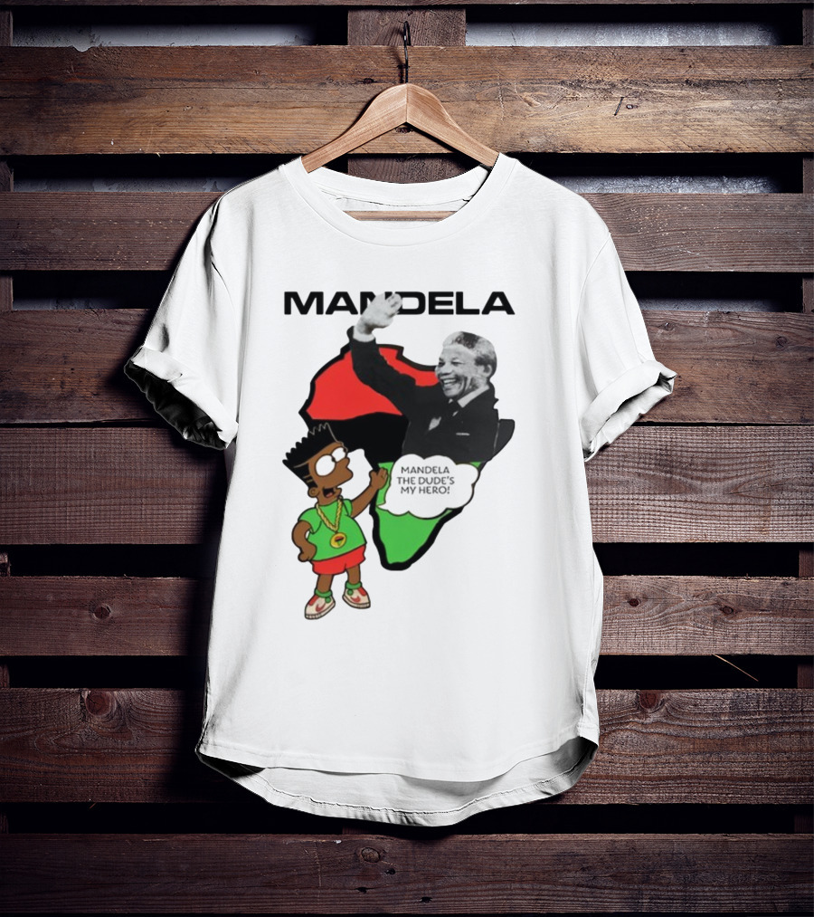 Mandela The Dude's My Hero Africa Cartoon Character T-Shirt