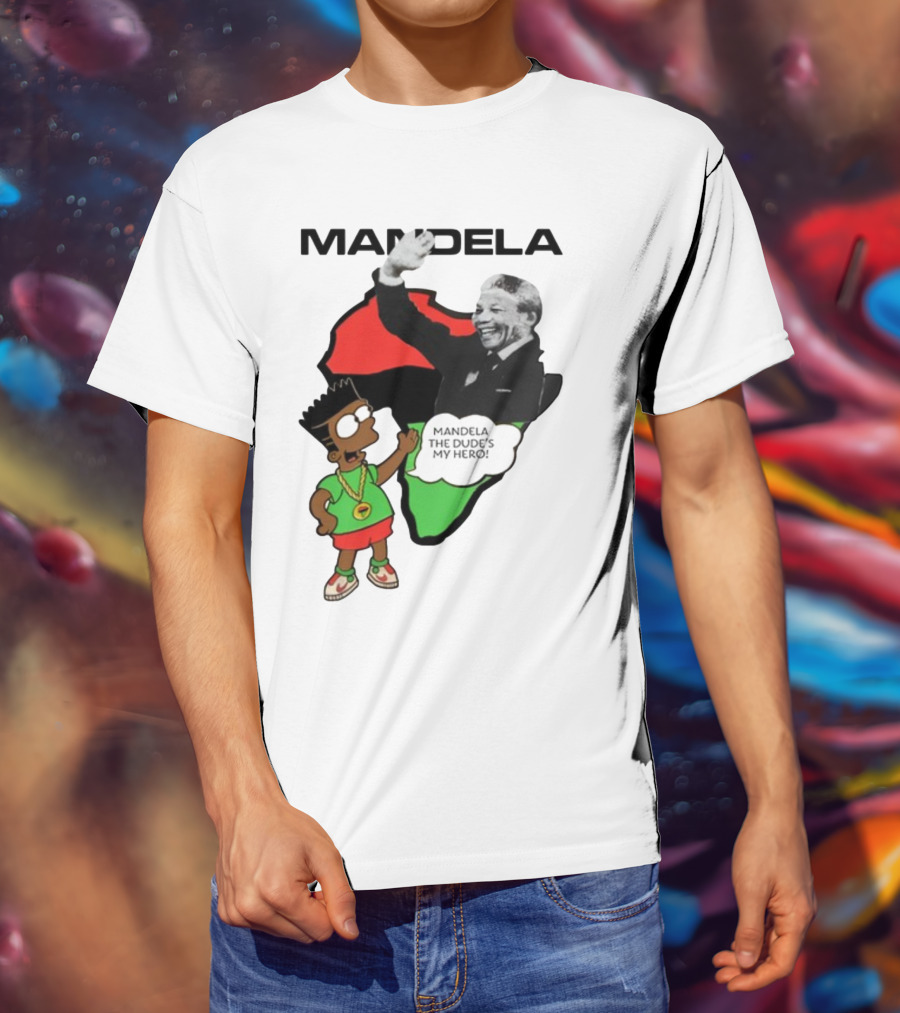 Mandela The Dude's My Hero Africa Cartoon Character T-Shirt