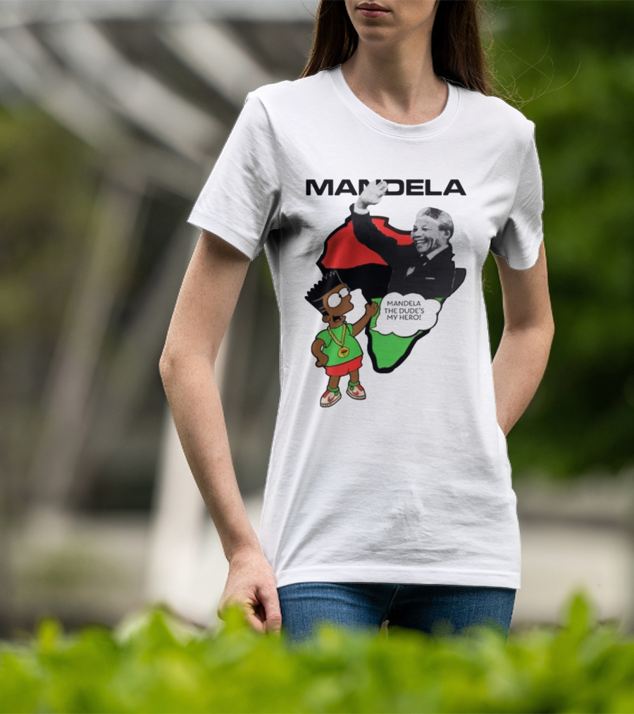 Mandela The Dude's My Hero Africa Cartoon Character T-Shirt