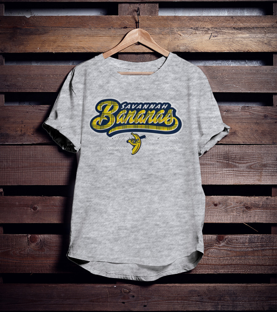 Savannah Bananas Yellow Plaid Baseball Logo Fun T-Shirt
