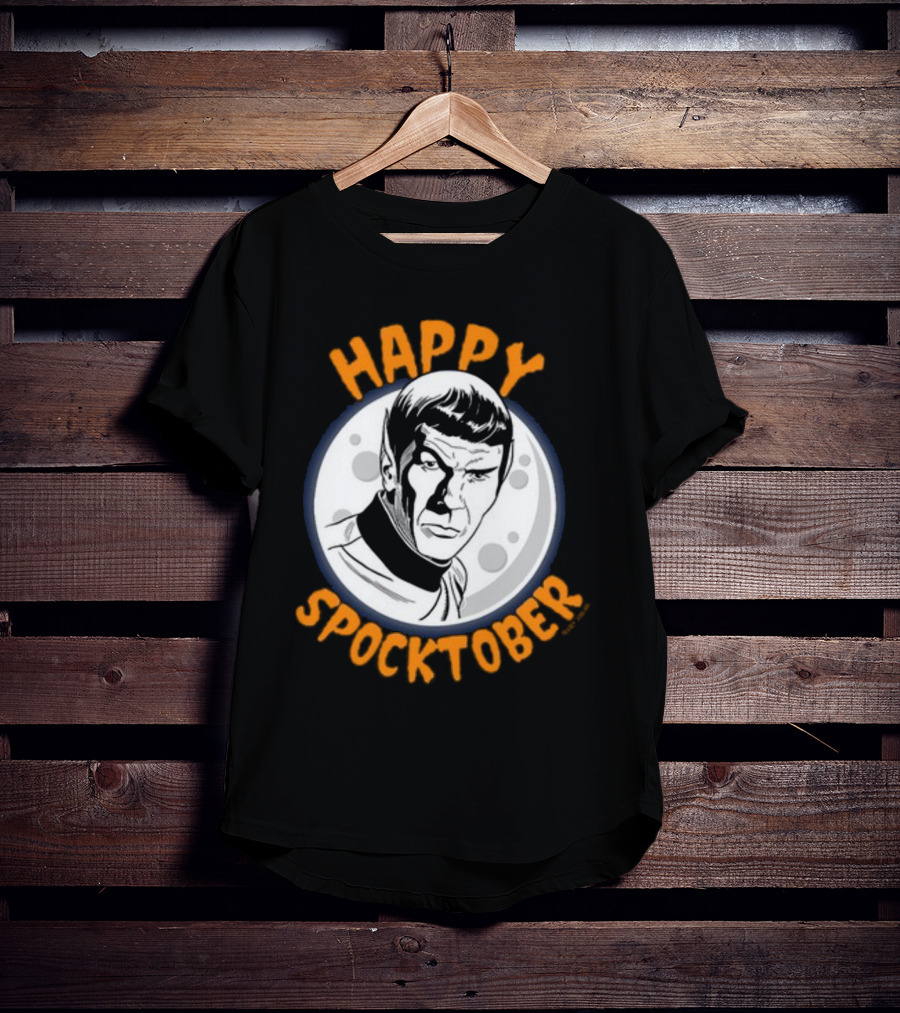 HAPPY SPOCKTOBER Moon Art Spock Vintage Style Retro Sci-Fi Character T-Shirt