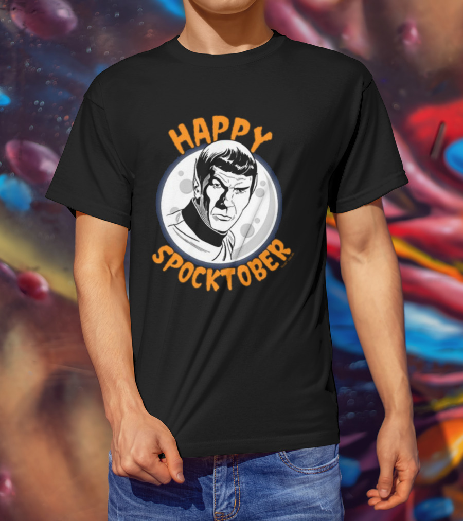 HAPPY SPOCKTOBER Moon Art Spock Vintage Style Retro Sci-Fi Character T-Shirt