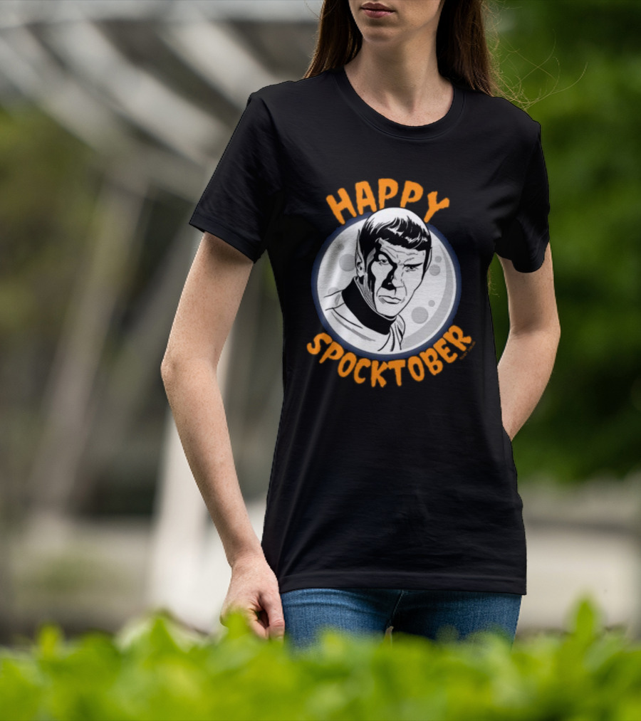 HAPPY SPOCKTOBER Moon Art Spock Vintage Style Retro Sci-Fi Character T-Shirt