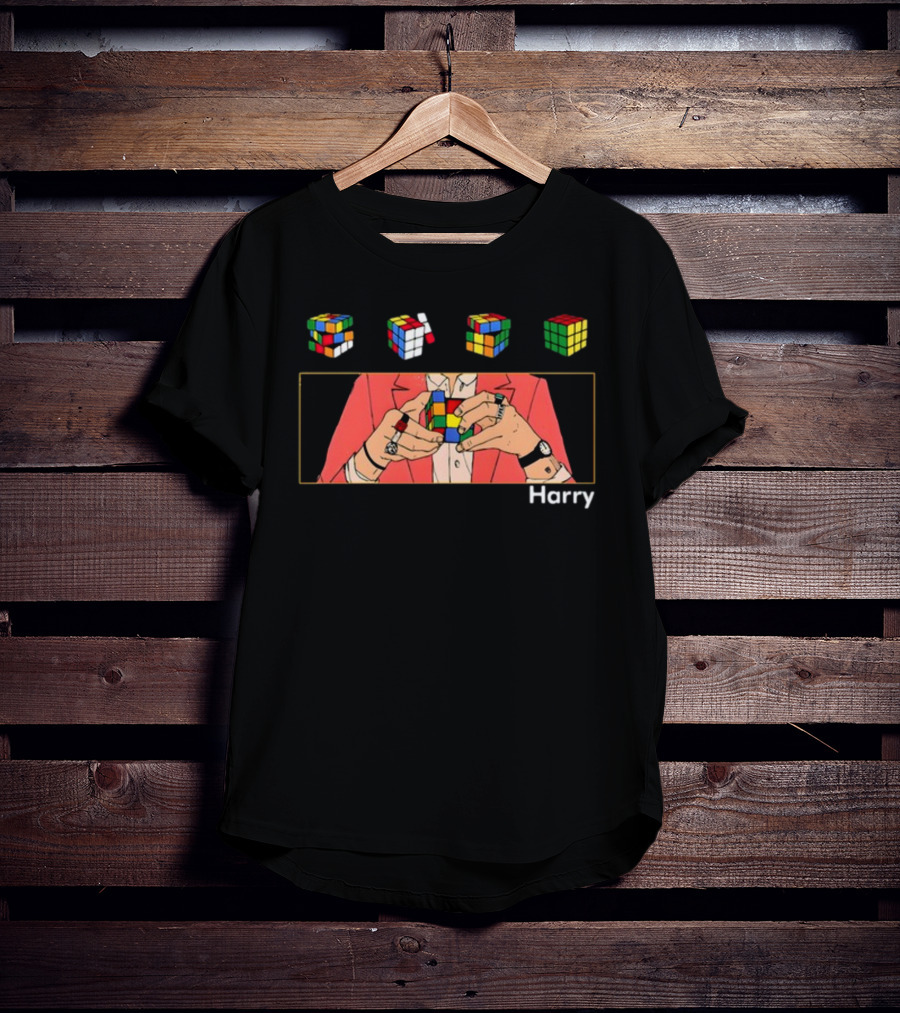 Harry Rubik's Cube Puzzle Hands Colorful Sequence T-Shirt