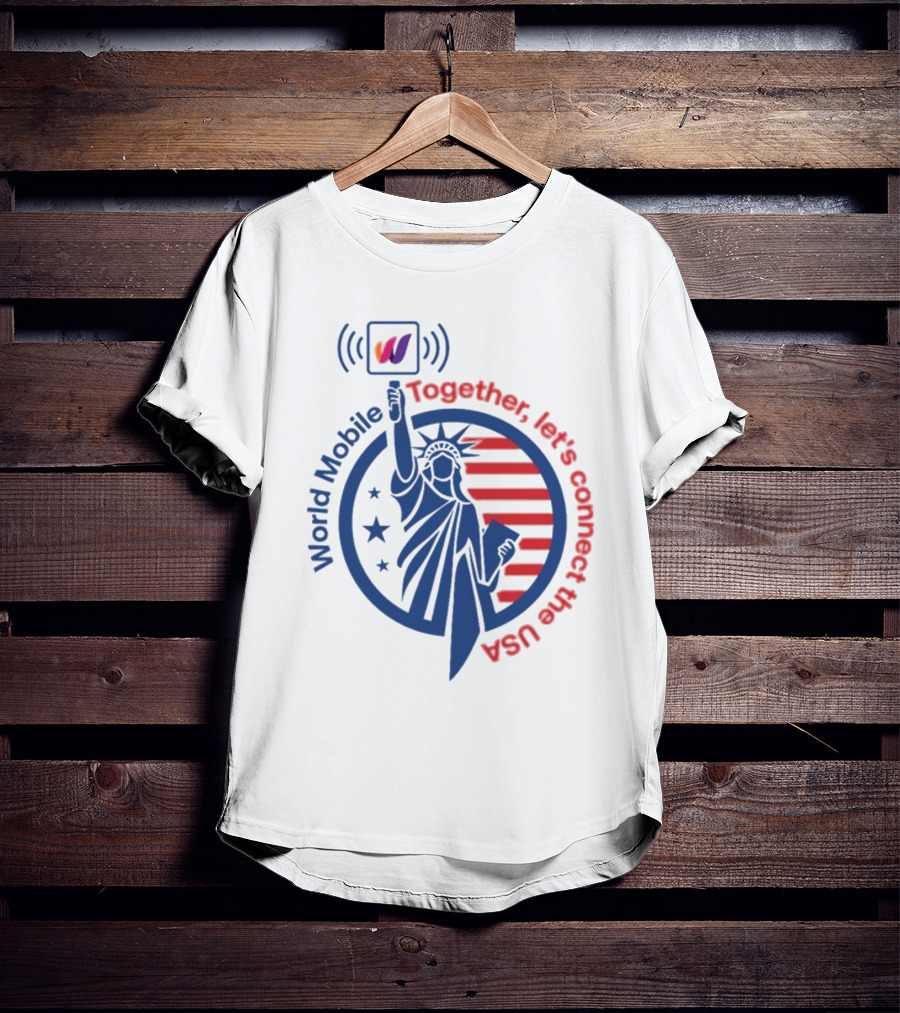 World Mobile Statue Of Liberty Connect The USA T-Shirt