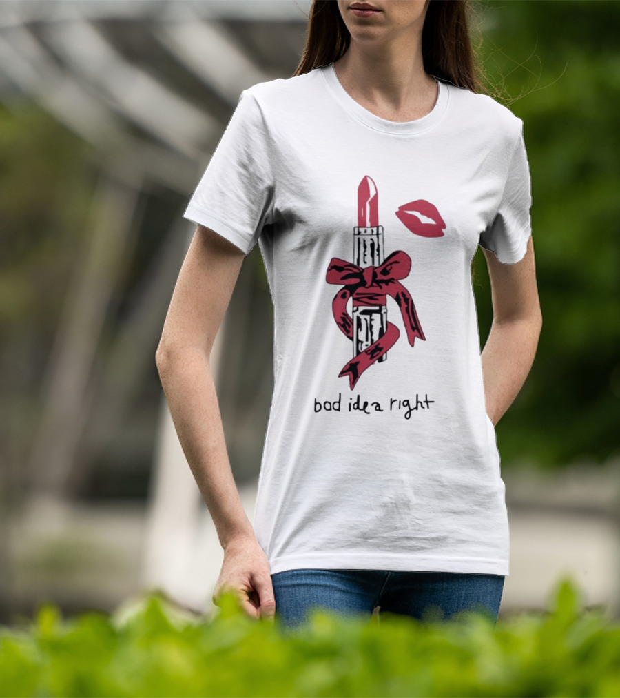 Bad Idea Right Lipstick Bow And Kiss T-Shirt