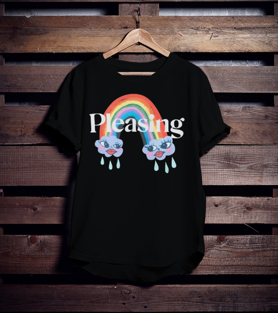 Pleasing Rainbow Clouds With Teardrops And Smiling Faces T-Shirt
