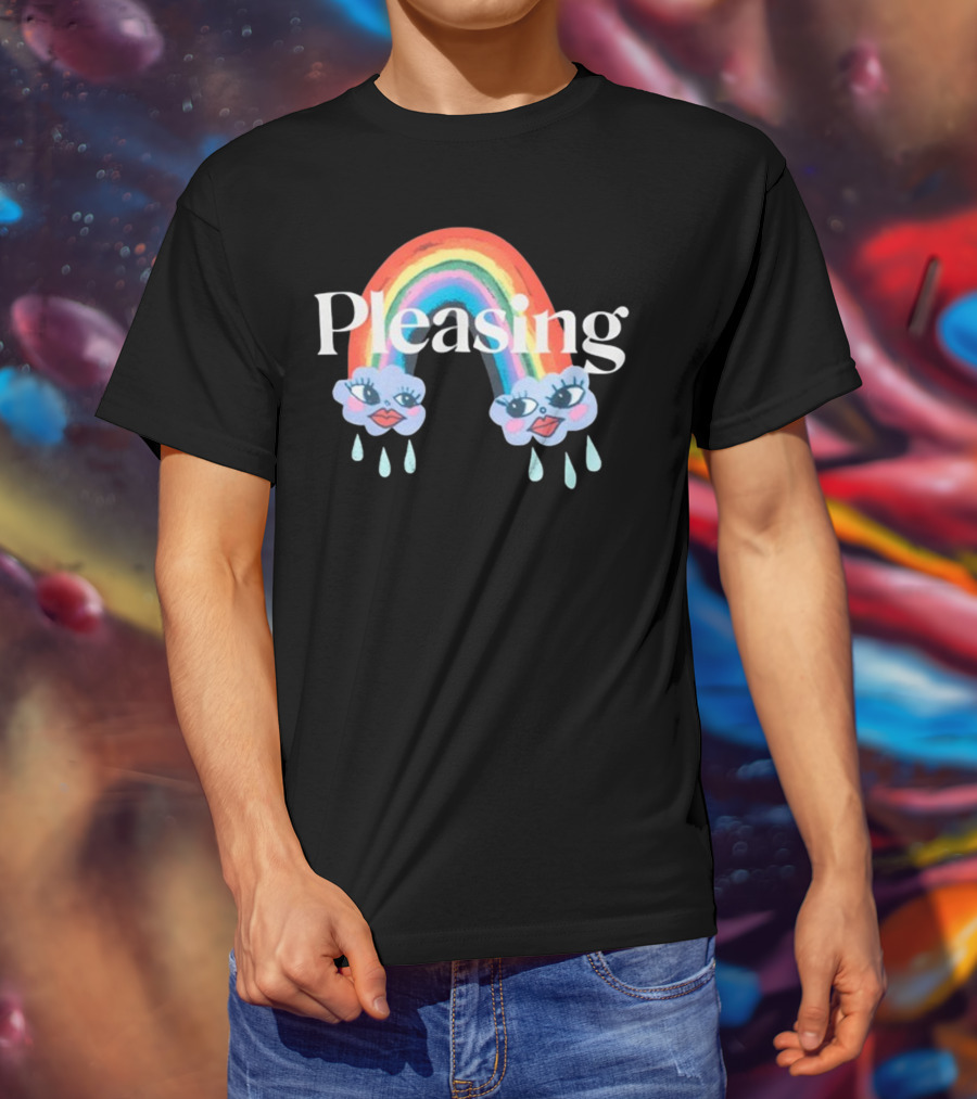 Pleasing Rainbow Clouds With Teardrops And Smiling Faces T-Shirt