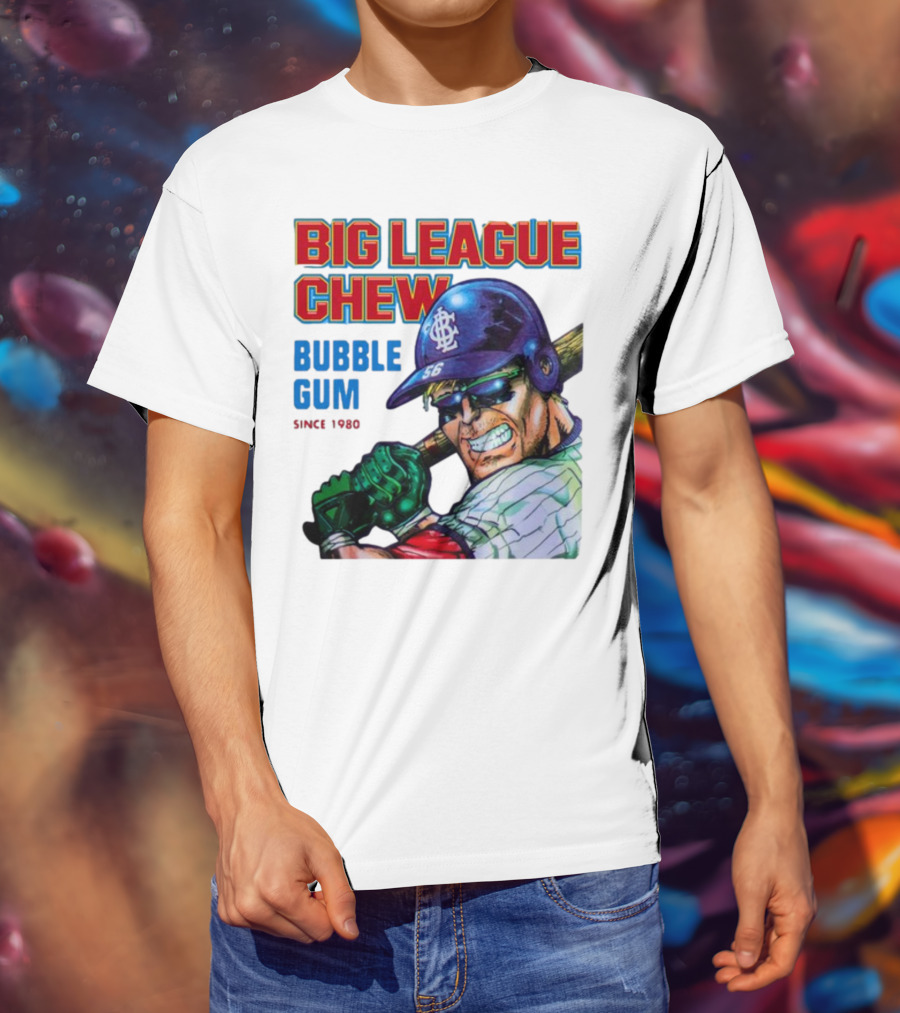 Big League Chew Bubble Gum Since 1980 Baseball Player T-Shirt