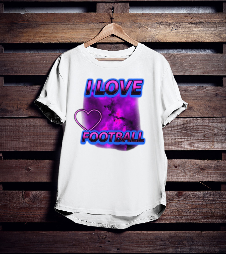 I Love Football Heart Purple Galaxy T-Shirt