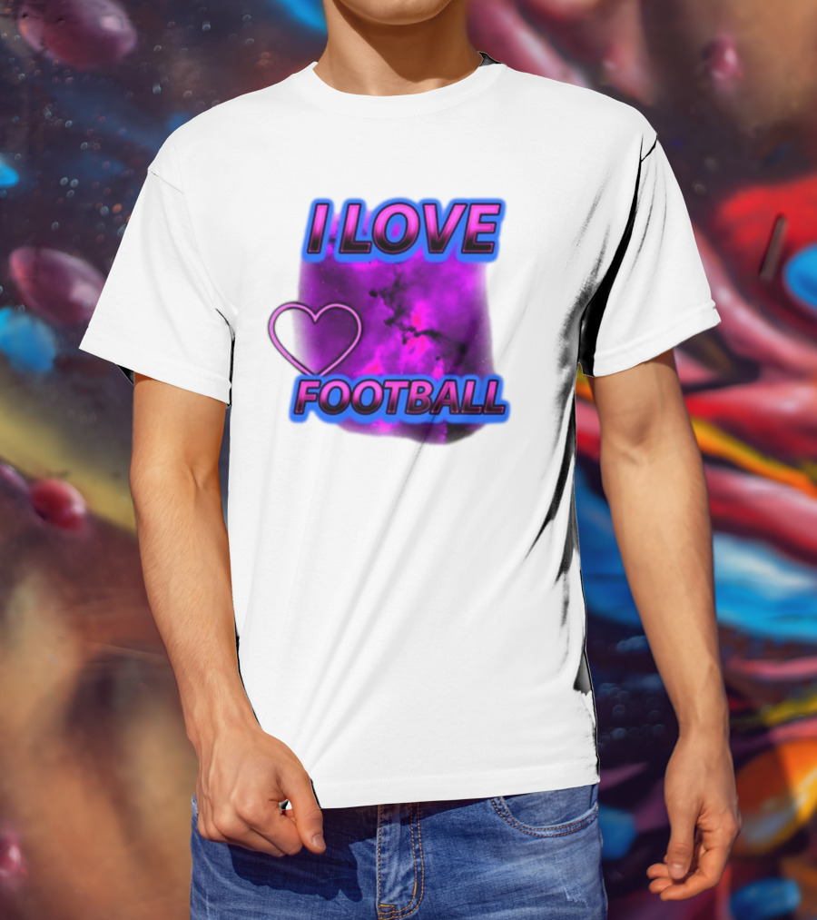 I Love Football Heart Purple Galaxy T-Shirt