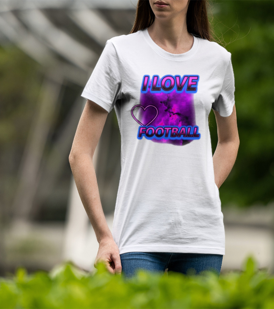 I Love Football Heart Purple Galaxy T-Shirt