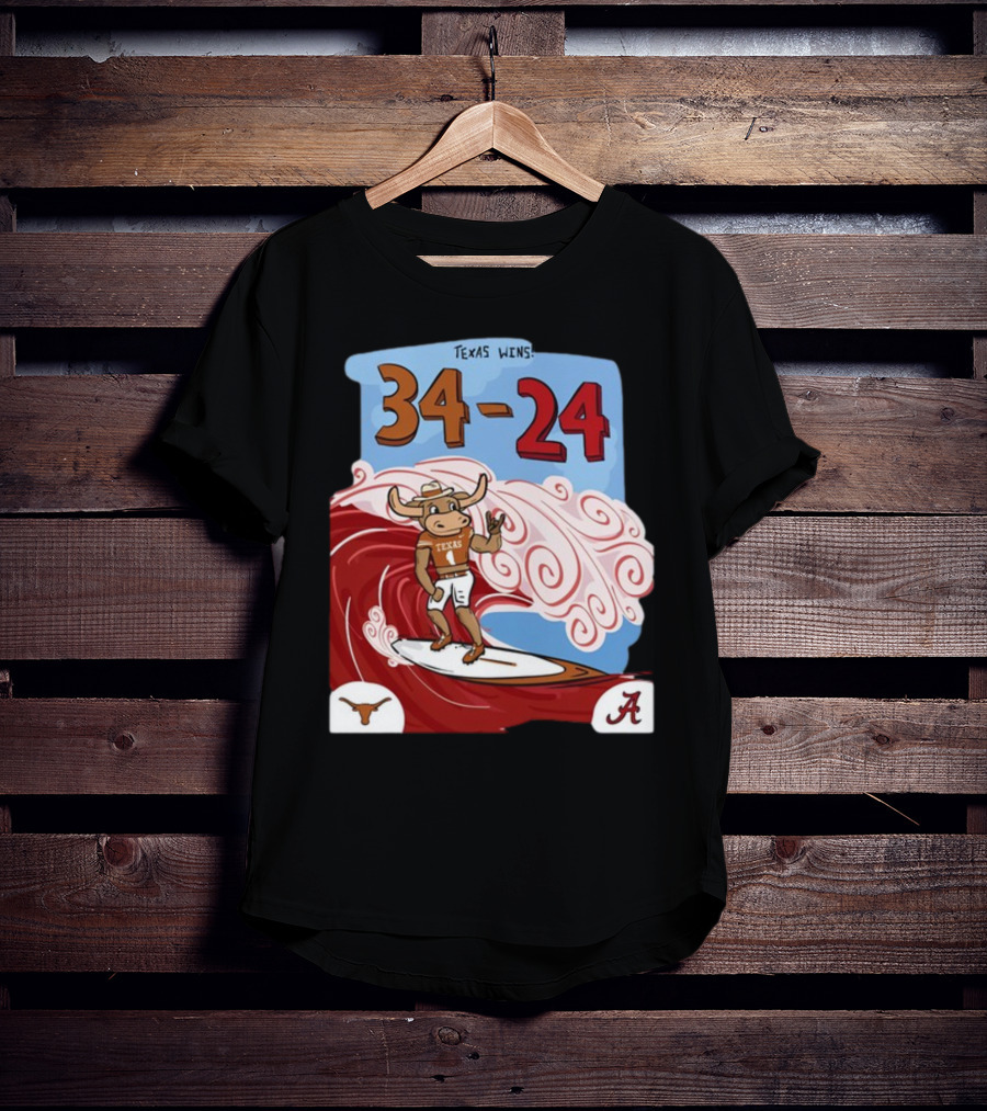 Texas Wins 34 24 Longhorn Surfer Victory Over Alabama T-Shirt