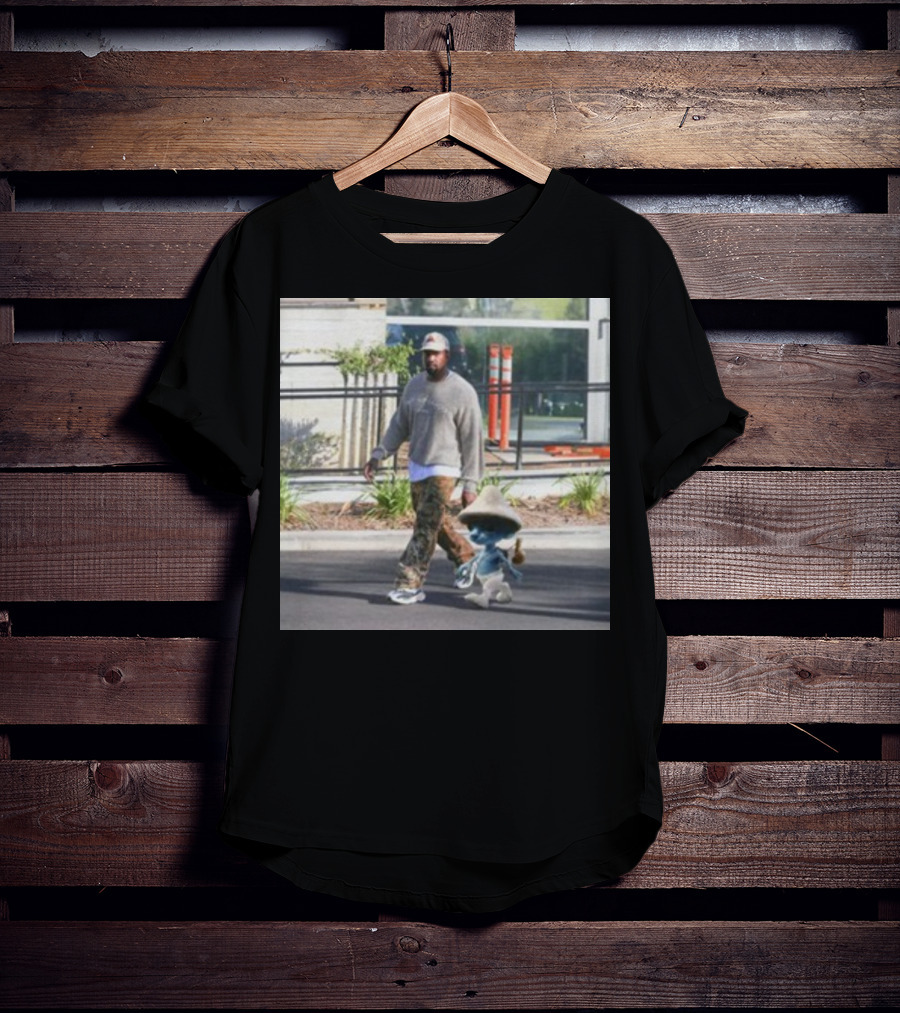 Kanye West Walking With Smurfcat Collaboration Content T-Shirt