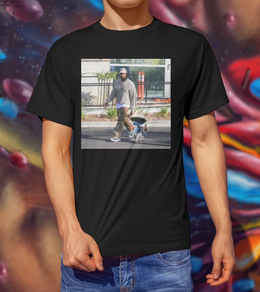 Kanye West Walking With Smurfcat Collaboration Content T-Shirt
