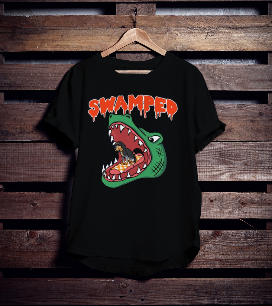 Swamped Hoodie Dog In Gator Mouth T-Shirt