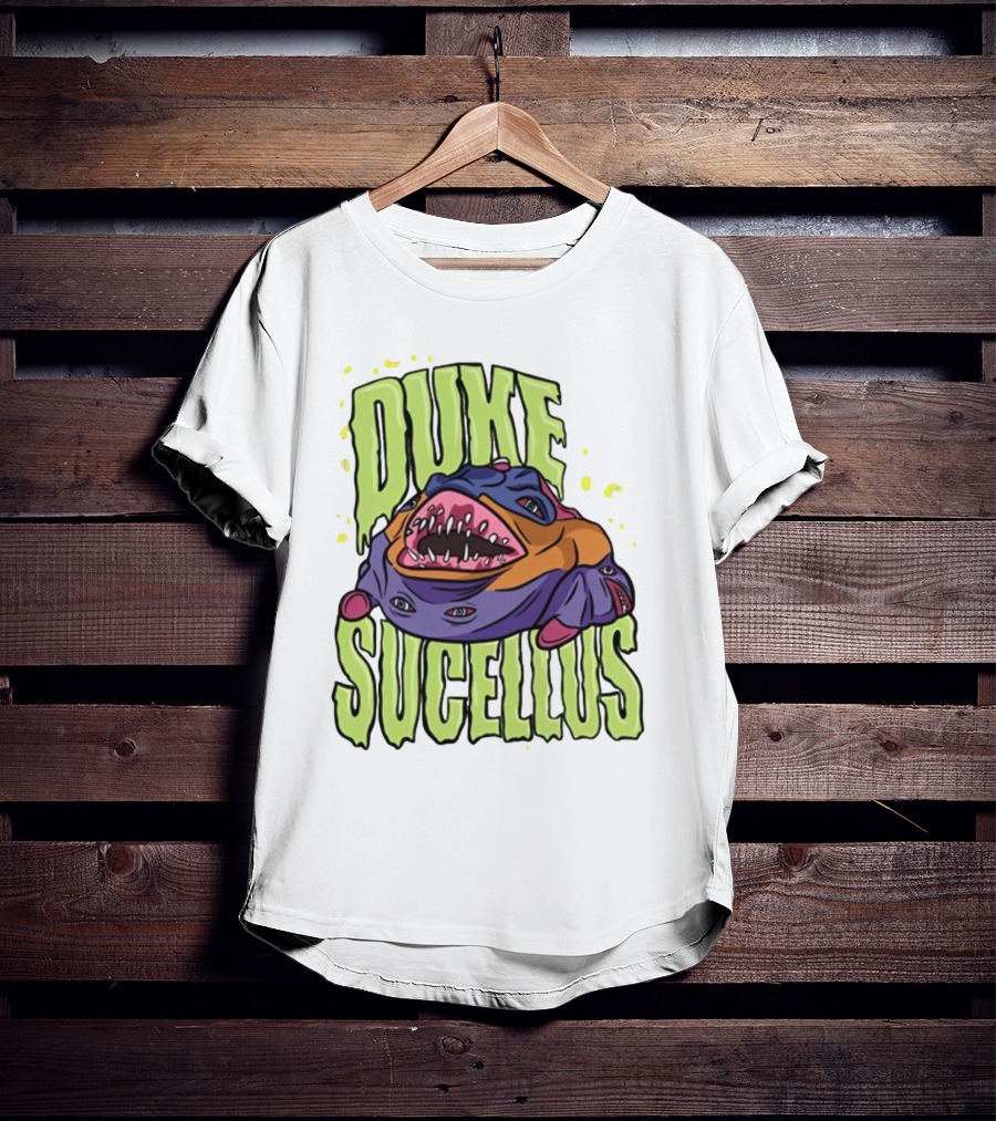 Duke Sucellus Multicolored Creature With Sharp Teeth T-Shirt