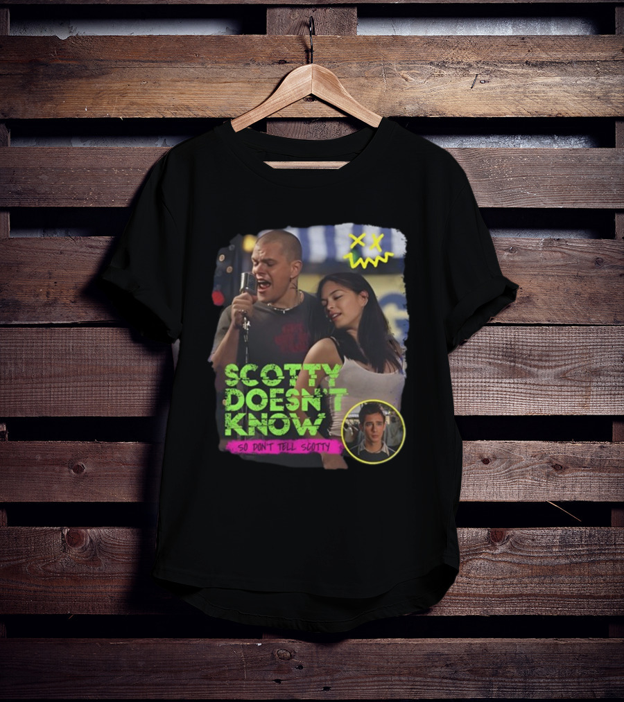 Jonas Never Scotty Doesn't Know So Don't Tell Scotty Karaoke Scene T-Shirt