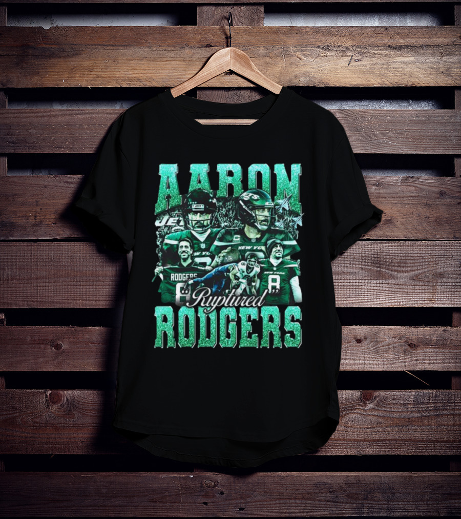 Aaron Rodgers Ruptured Rodgers New York Jets Quarterback Collage T-Shirt