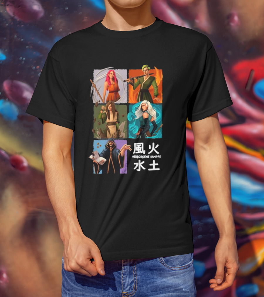 Verborgene Kämpfer Avatar Elemente Wind Feuer Wasser Erde Pen And Paper T-Shirt