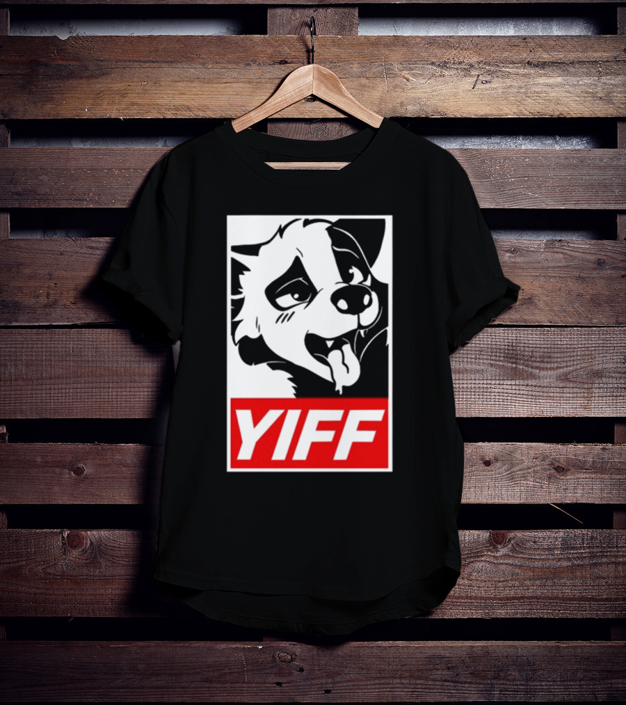 Yiff Dog Logo Red And White T-Shirt