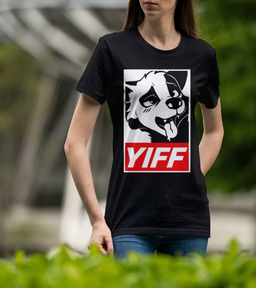 Yiff Dog Logo Red And White T-Shirt