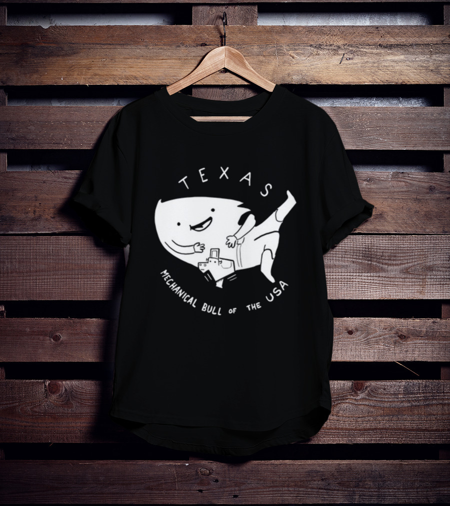 Texas Mechanical Bull Of The USA Fun Cartoon T-Shirt