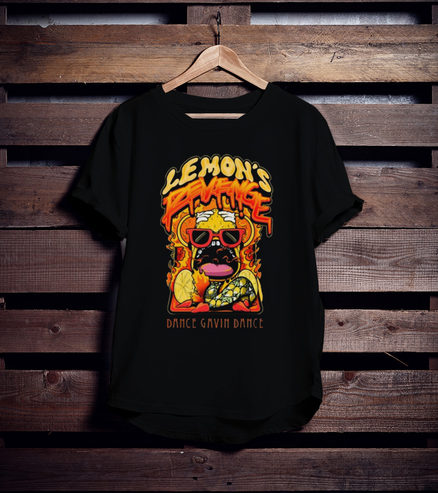 Lemon's Revenge Dance Gavin Dance Flaming Lemon Sunglasses Cartoon T-Shirt