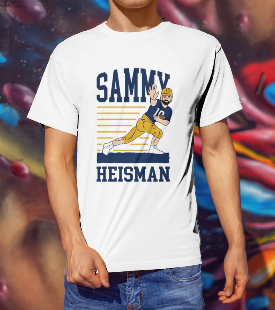 SAMMY HEISMAN 10 Football Pose With Stripes T-Shirt