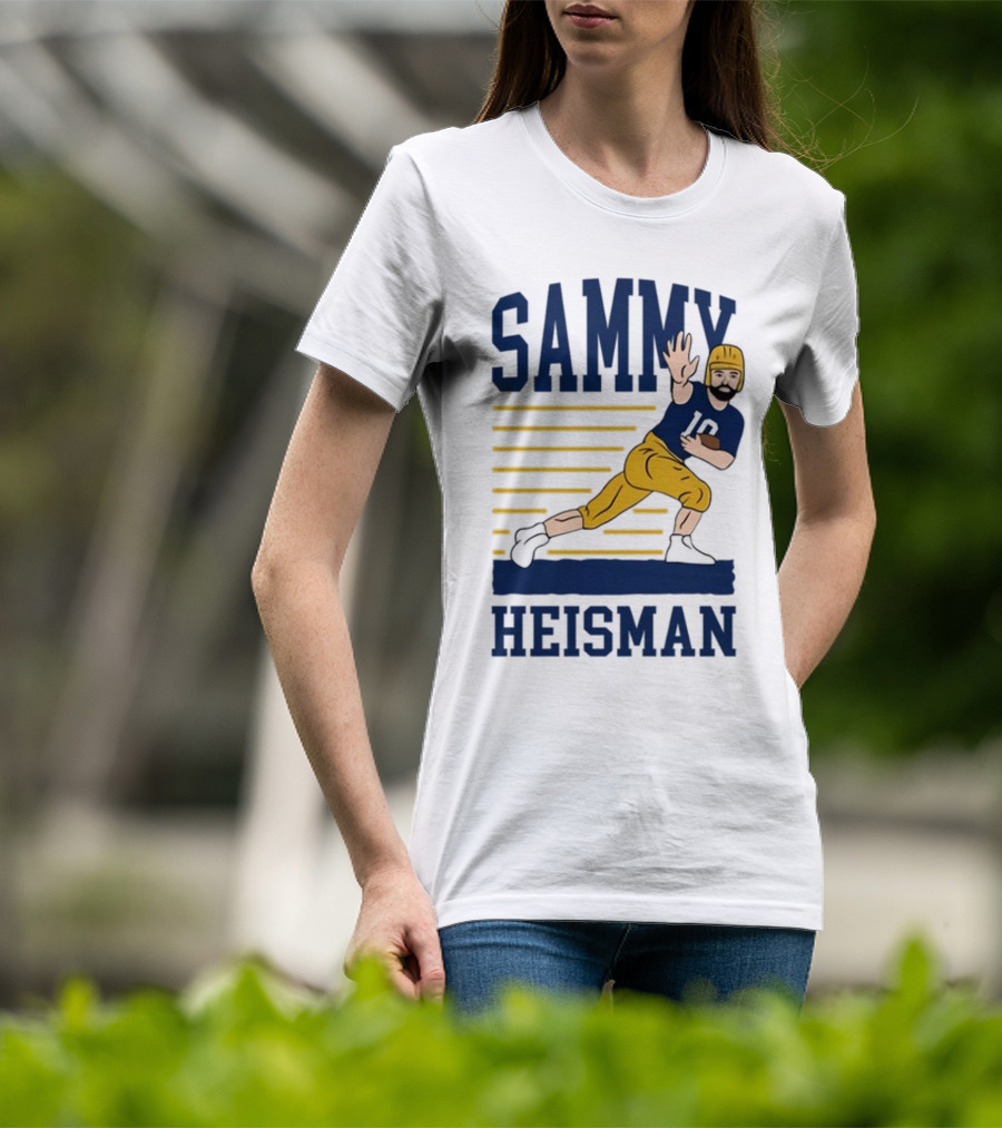 SAMMY HEISMAN 10 Football Pose With Stripes T-Shirt
