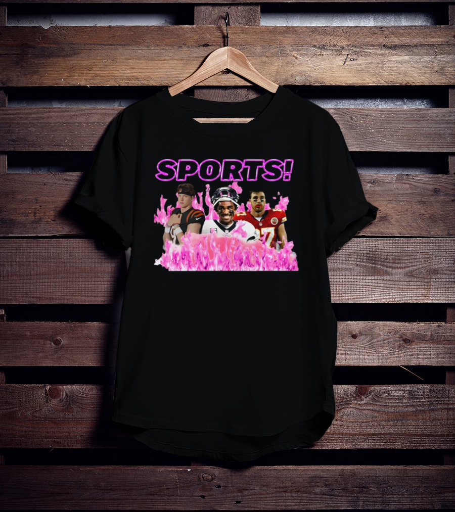 SPORTS Sadstreet Sports NFL Football Players Trio Pink Flames T-Shirt