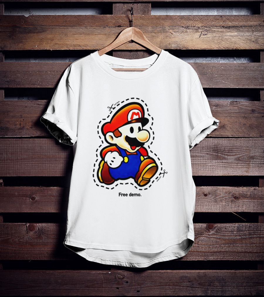 Mario Free Demo Adventure Icon With Cutout Outline T-Shirt