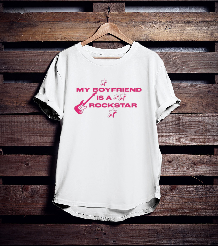 My Boyfriend Is A Rockstar Guitar Stars T-Shirt