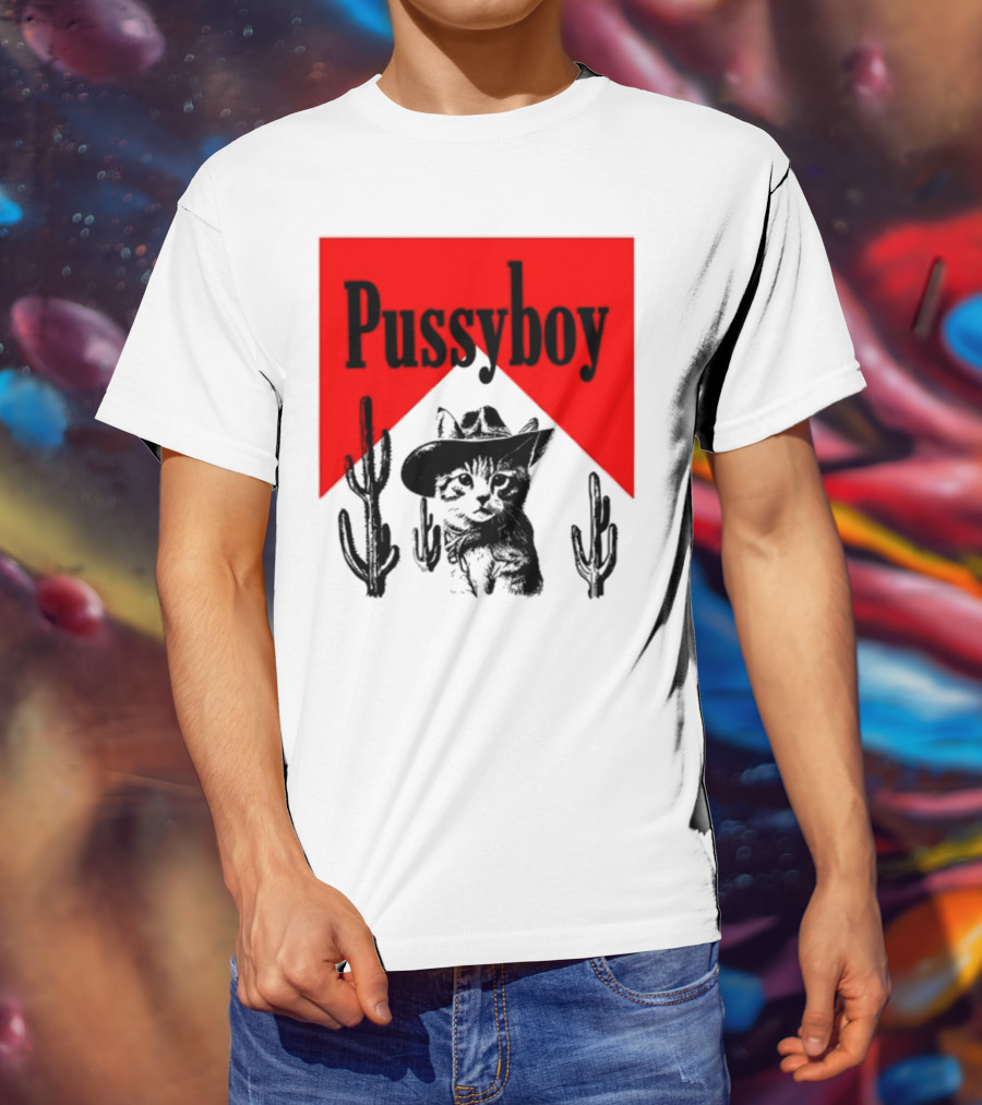 Pussyboy Cat Cactus Cowboy Hat Ezra Miche T-Shirt