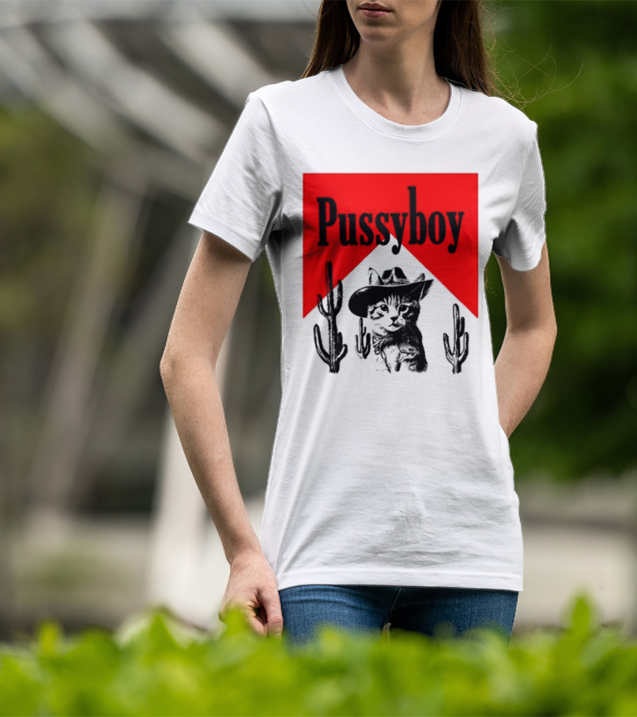 Pussyboy Cat Cactus Cowboy Hat Ezra Miche T-Shirt