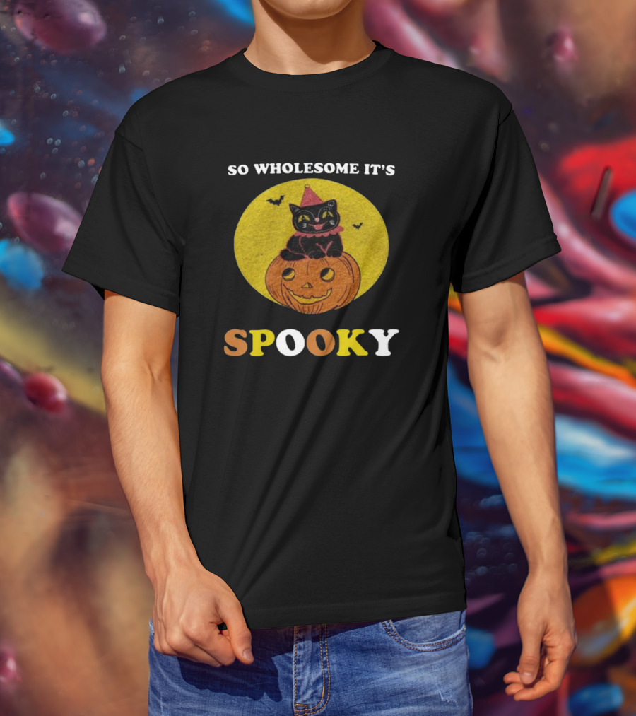 So Wholesome It's Spooky Black Cat Jack-o'-Lantern Halloween T-Shirt