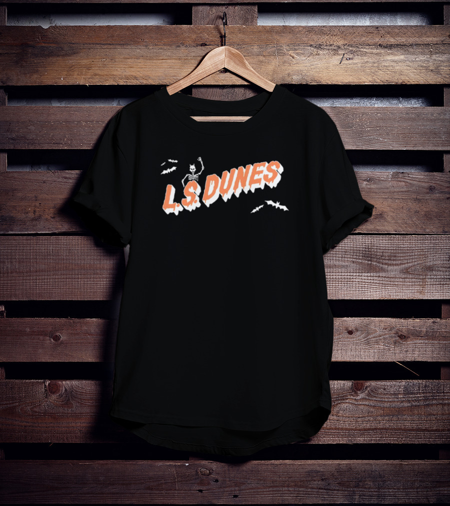 L.S. Dunes Skeleton With Bats Spooky T-Shirt