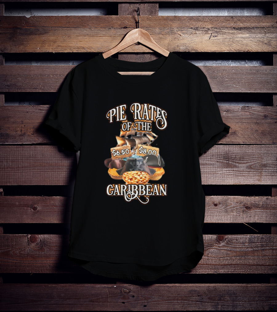 Pie Rates Of The Caribbean $6.50 $8.00 Pirate Hat And Ship Adventure T-Shirt