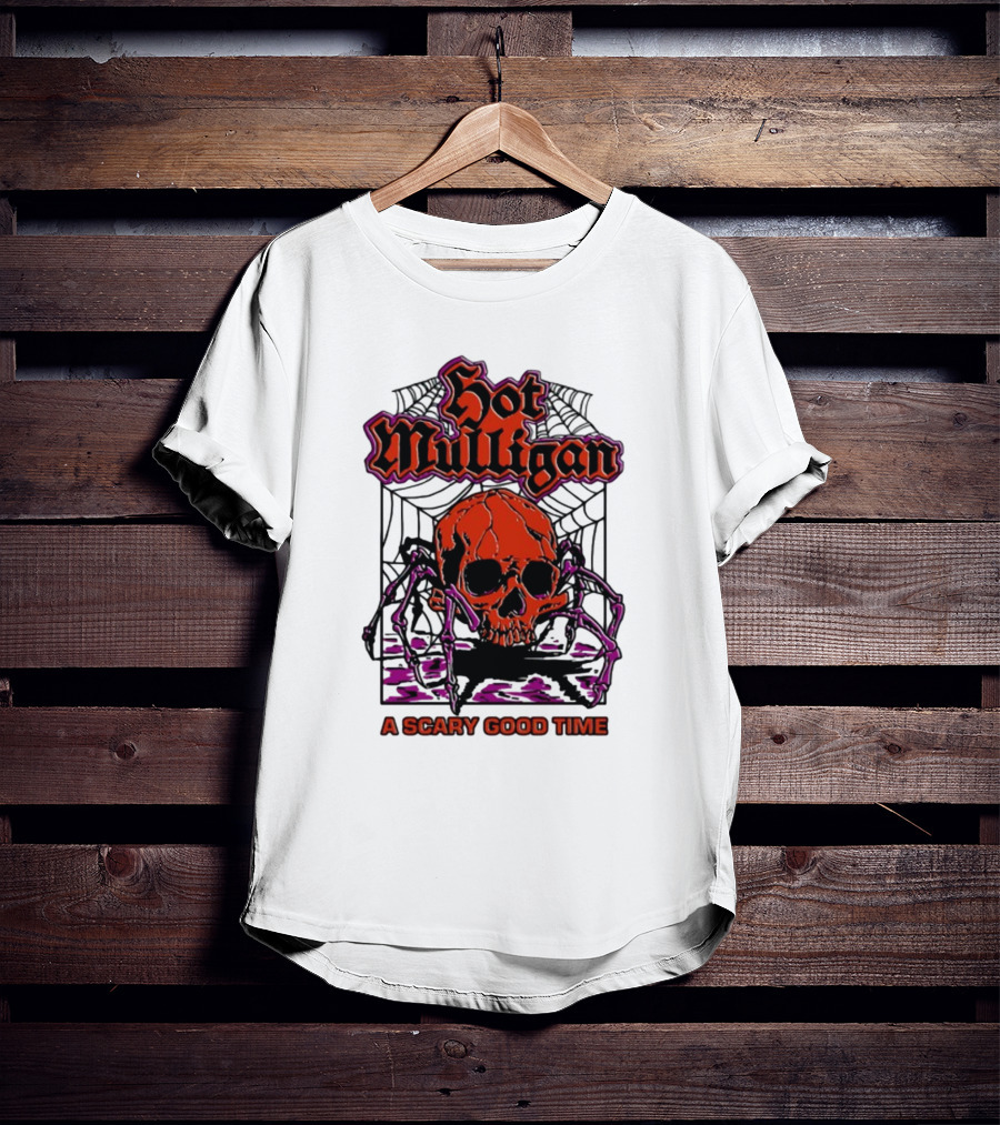Hot Mulligan Halloween Skull Web A Scary Good Time T-Shirt