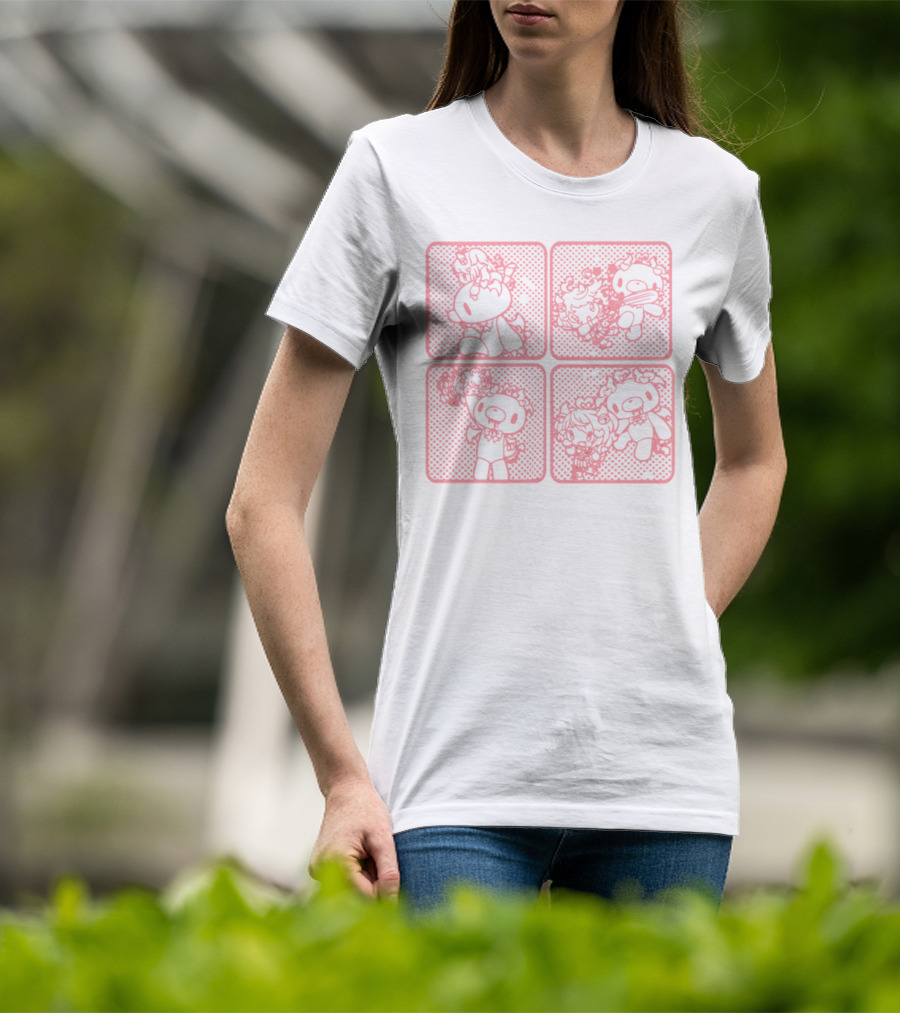 Morichack Ironmouse X GloomyBear Pink Graphic Quadrants T-Shirt
