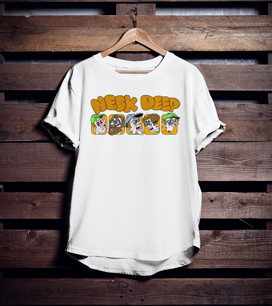 Neck Deep Cartoon Band Character Faces T-Shirt