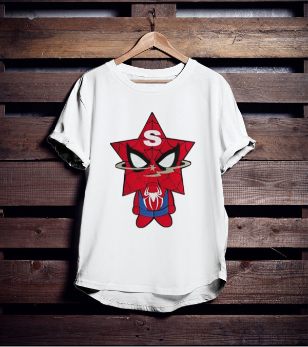 Star Character With Superhero Web Icon And Red Suit T-Shirt